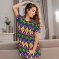 thumbnail image 3 of Balery Mardi Gras4 Camisón de manga corta con cuello redondo para mujer, cómodo y elegante., 3 of 6