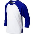 thumbnail image 2 of Complete Game 3/4 Sleeve Baseball Shirt, Youth Small, White with Royal Sleeves, 2 of 3
