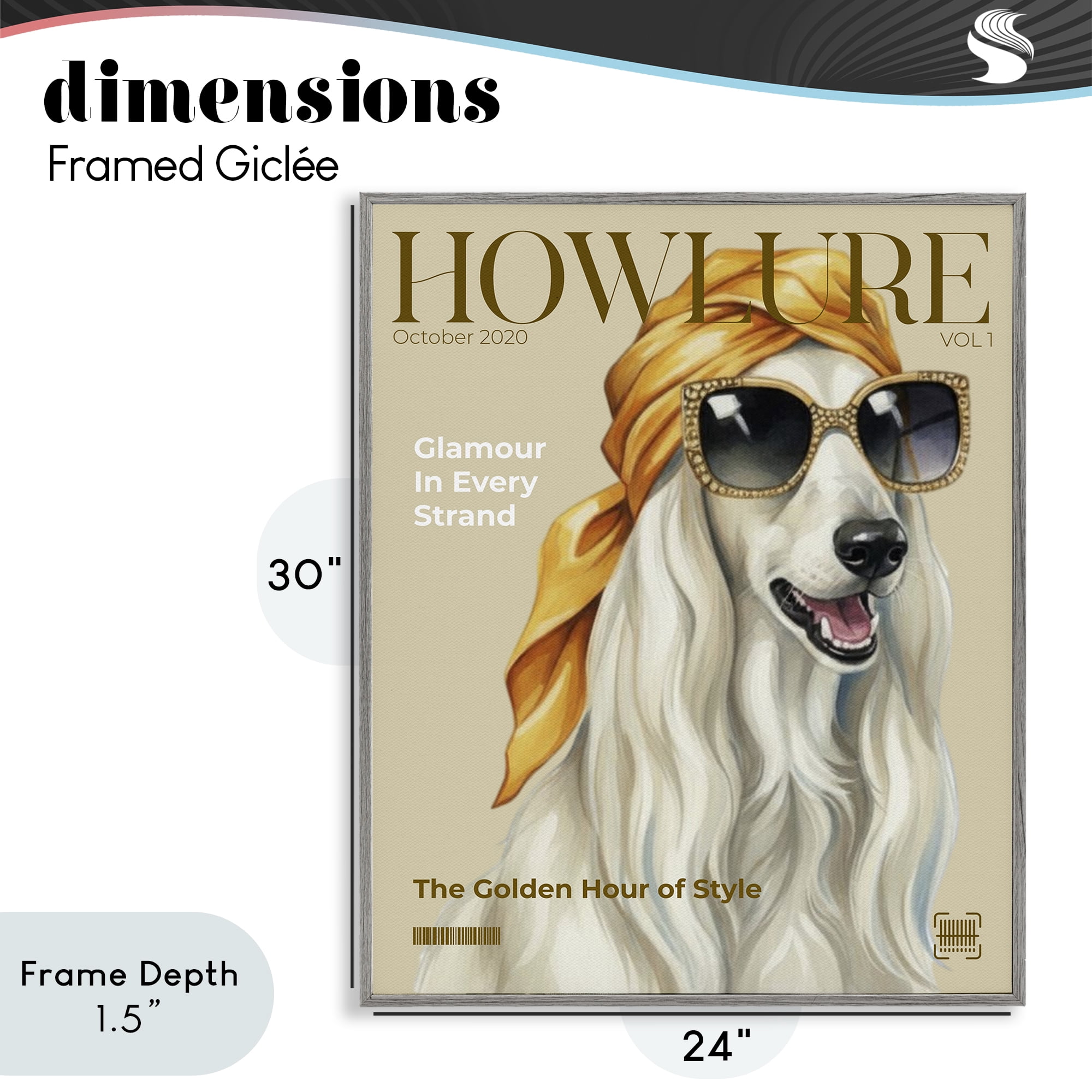 Stupell Industries Howlure Dog Fashion Magazine Gray Framed Giclee Art, design by A Barefoot Stylist
