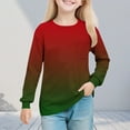 thumbnail image 2 of GigrtiJin Children Girls Blouse Shirt Gradient Color Crew Neck Long Sleeve Pocket Trendy Casual Tunic Tops 5-14 Years, 2 of 7