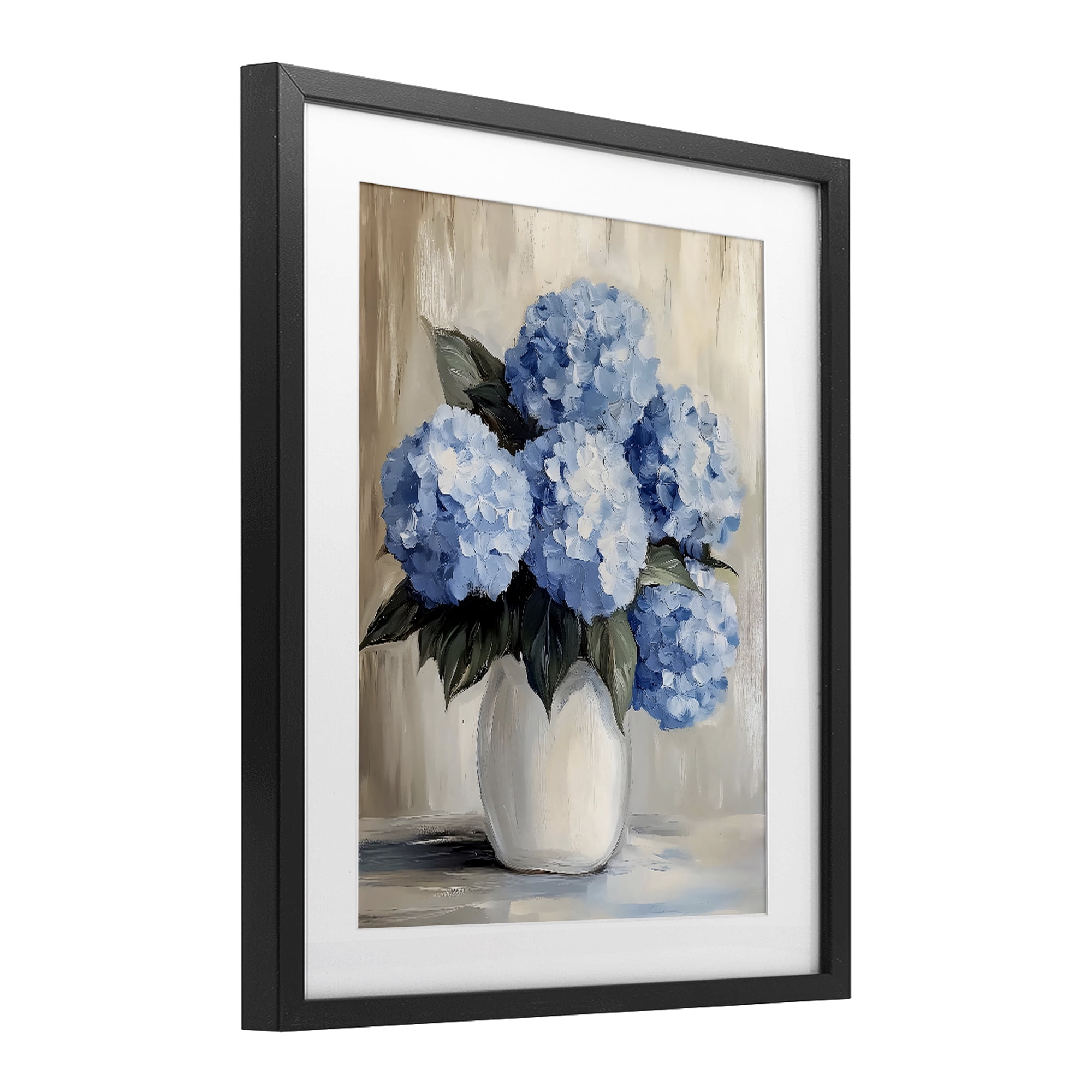 Stupell Industries Painted Hydrangeas in White Vase Black Framed Print Under Glass, design by Creative Studio