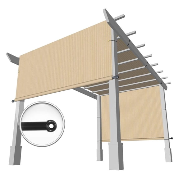 10' x 12' Pergola Replacement Cover Universal Shade UV Block Canopy for Pergola Patio Porch Privacy Shade Screen Panel with 2 Weighted Rods UV Block Beige W=10', L=12' Standard Size