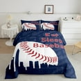 thumbnail image 3 of Feelyou Baseball Sports Kids Bedding Comforter Set, Vintage Football Lover Twin Comforter Sets, Blue Red Stripes Reversible Bedding Set, Microfiber Bedroom Decor, 2 Pieces, 3 of 9