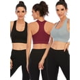 thumbnail image 2 of YouLoveIt Racerback Sports Bra for Women, 3 pack Removable Pad Yoga Bras Women Yoga Bra Crop Tops Workout Fitness Activewear Sports Bra Honeycomb, 2 of 8