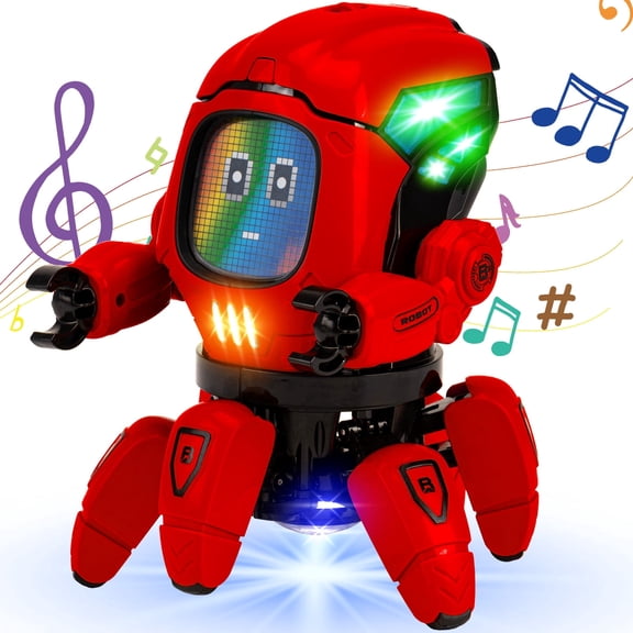 Robot Toys for Kids,Intelligent Electronic Walking Dancing Robot Toys with Flashing Lights and Music,Smart RC Robot Toys for Ages 3 Boys Girls,Red