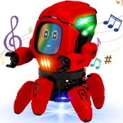Robot Toys for Kids,Intelligent Electronic Walking Dancing Robot Toys with Flashing Lights and Music,Smart RC Robot Toys for Ages 3+ Boys Girls,Red