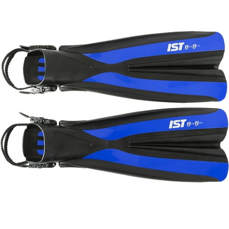 IST CF22 Fins / Flippers for Scuba Diving & Spearfishing, Semi Split Design & Open Heel Pocket (Blue, Large/X-Large)