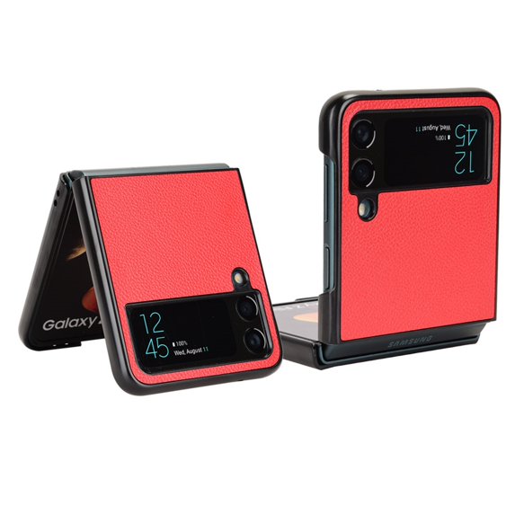 TECH CIRCLE for Samsung Galaxy Z Flip 4 6.7" 2022 Folding Case, Lightweight Premium PU Leather Heavy Duty Full Body Protective Case for Samsung Z Flip 4 Women & Men, Red