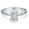 thumbnail image 3 of Gem Stone King 1.00 Cttw PT900 Platinum 900 White Moissanite Engagement Ring for Women | Emerald Cut 7X5MM | Gemstone Birthstone | Wedding Anniversary Promise Ring for Women | Size 8, 3 of 6