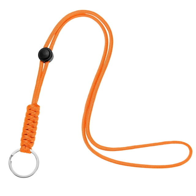 Uxcell 1-Pack Cordones para Identificación, Correa Larga Ajustable Naranja con Llavero Portador de ID
