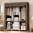 thumbnail image 2 of Baokaler Clothes Storage with 6 Shelves, Clothes Hanging Rack with Cover, 16mm Metal Tube Frame Closet Organizer for Bedroom, Living Room, Garage, Dorm, Coffee, 2 of 11