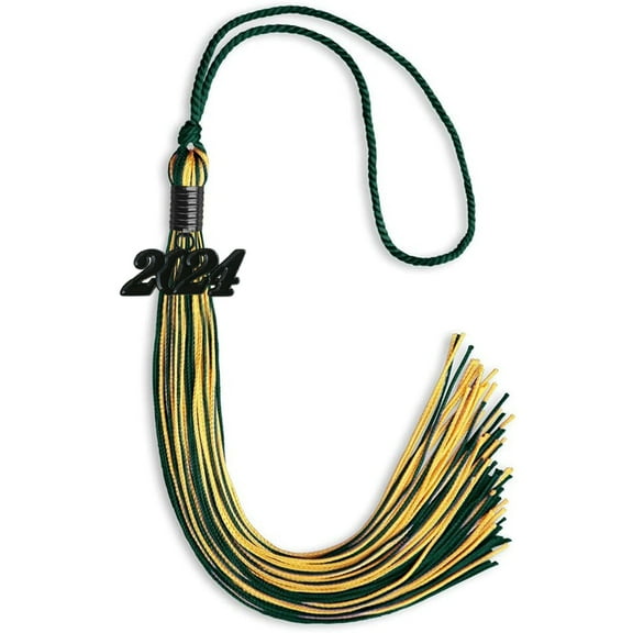 Endea Graduation Hunter Green/Gold Mixed Color Graduation Tassel with Black Date Drop
