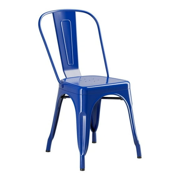 Cafe Style Stackable Blue Metal Restaurant Dining Chair  For Indoor or Outdoor Use