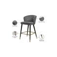 thumbnail image 4 of HomeStock City Chic Modern, Contemporary Velvet Upholstered Counter Height Stool with Channel Tufting and Gold Tipped, Black Metal Legs, Grey, 20" W x 21" D x 36.5" H-Color:Grey, 4 of 9