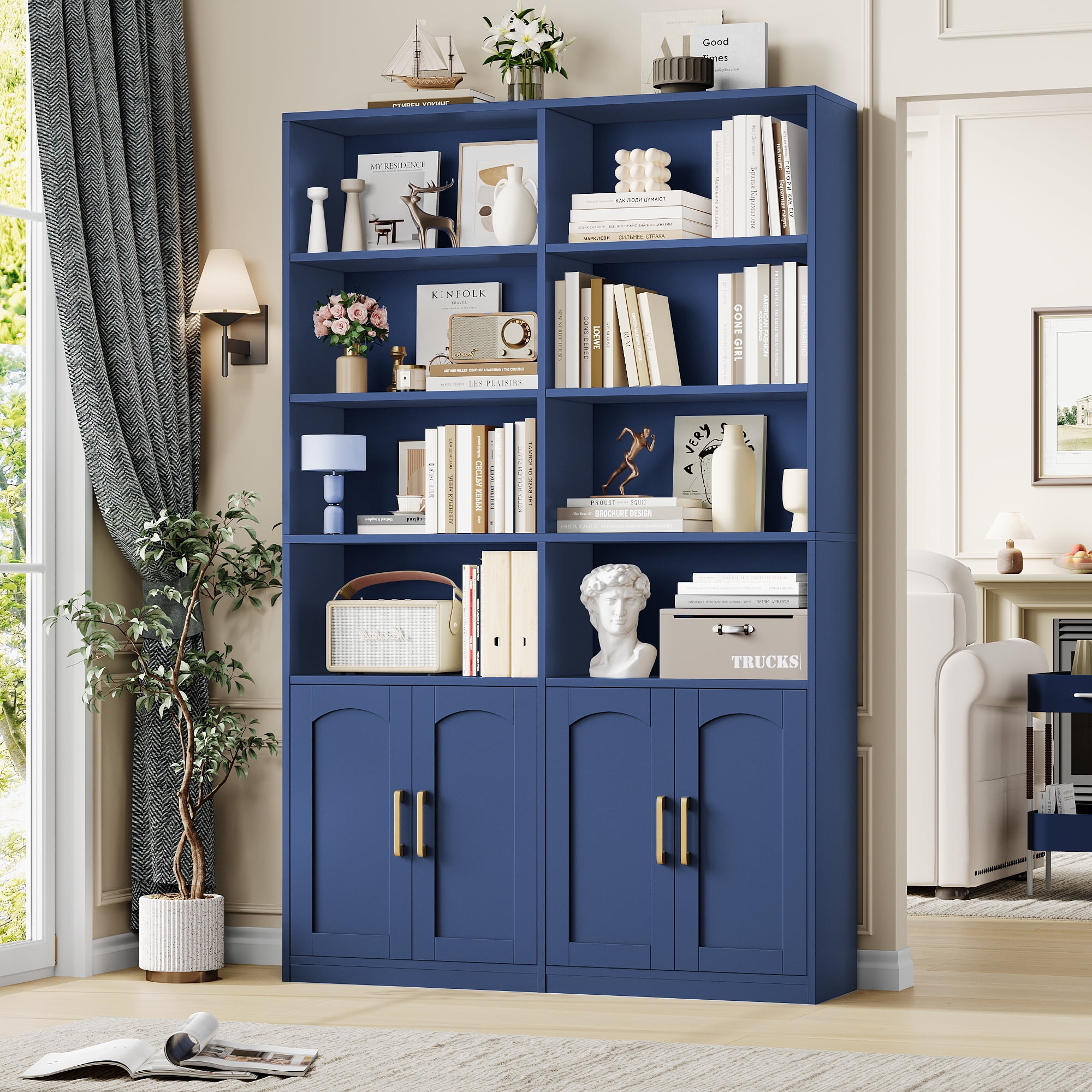 Homfa 73″ Tall Bookcases with Doors, 8 Cubes 6-Tier Double Row
