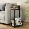 thumbnail image 2 of Mesa auxiliar Homleke Narrow con revistero negro y hierro, 2 of 9