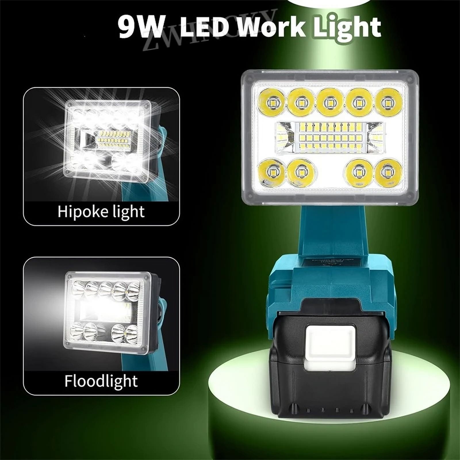 Outdoor Lighting 9W 1000LM Lamp For Makita/Milwaukee/Dewalt/Bosch/Black&Decker/Craftsman/Ryobi 18-20V Lithium Battery Flashlight