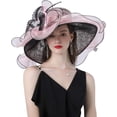 thumbnail image 2 of Organza Church Fascinator Wedding Tea Party Derby Hats for Women Flower Wide Brim Sun Hat, 2 of 5