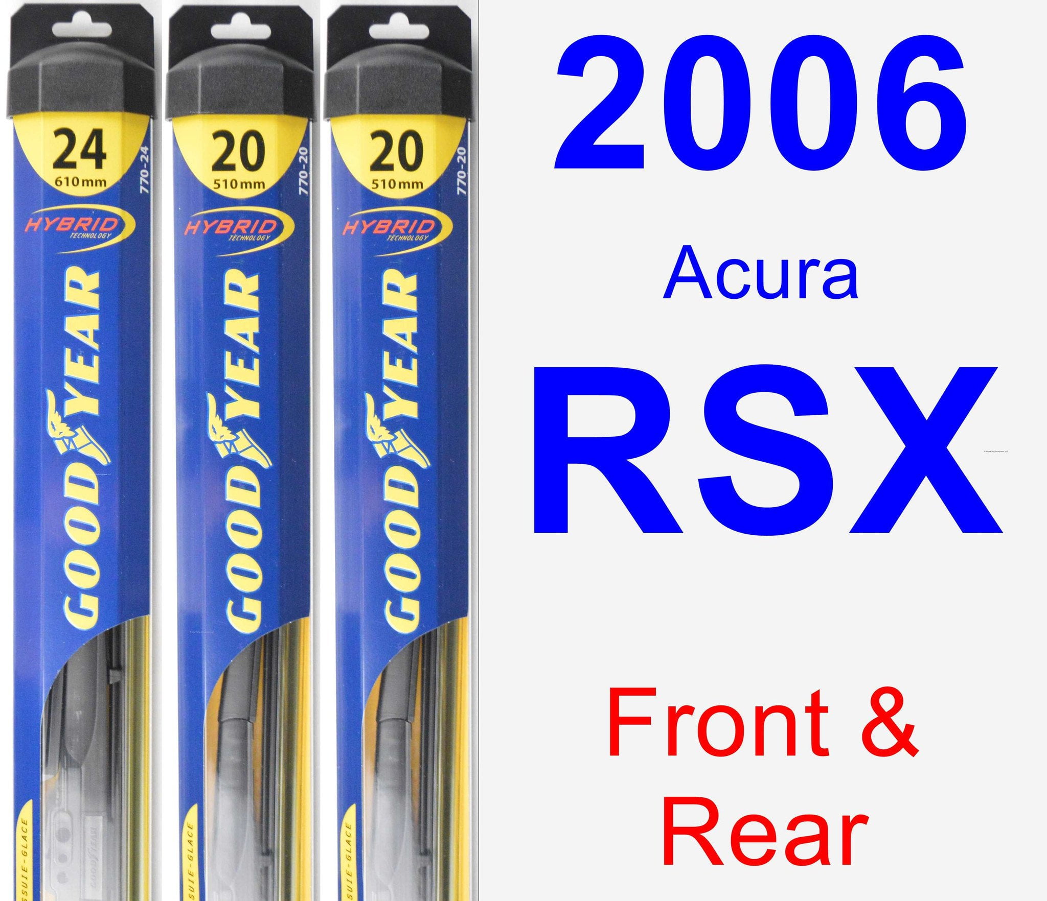 2006 Acura RSX Wiper Blade Set/Kit (Front & Rear) (3 Blades) Hybrid