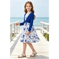 thumbnail image 5 of Lanbubble Girls Dress With Cardigan Set For Teen 7-14T Adjustable Cami Dress with Long Sleeve 2 Piece Set Royal Blue Floral Fall Dresses, 5 of 8