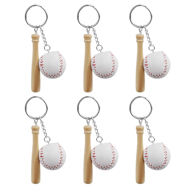 Llaveros con colgante deportivo, 6 llaveros de bate de béisbol de madera, llaveros de bate de béisbol y de madera, probados profesionalmente