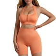 thumbnail image 2 of Usmixi Sports Sets for Women Womens Workout Sports 2 Piece Outfits Zipper Knitted Ribbed Tank and Yoga Legging Shorts Sets Ladies Girls Running Fitness Lounge Sets Under $10, 2 of 6