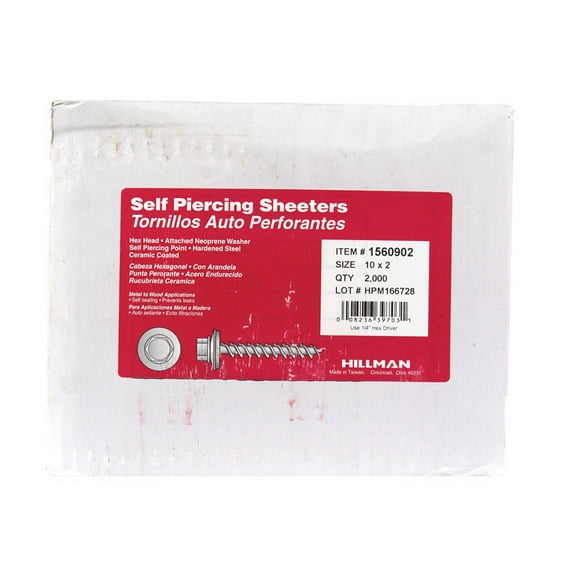 Hillman 1560902 10 x 2 in. Zinc Plated Steel Washer Screw