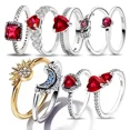 thumbnail image 4 of 925 Sterling Silver Rings Stackable Infinite Heart Star Moon for Women Original Silver 925 Wedding Ring Jewelry Gift PYR0032 9, 4 of 6
