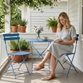 thumbnail image 2 of Yardgrace 3-Piece Folding Steel Patio Bistro Set, 2 Chairs and Table, Peacock Blue, 2 of 8