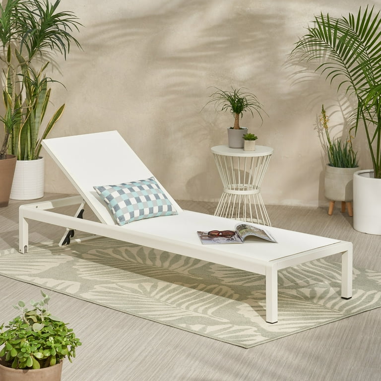 Noble House Cape Coral Outdoor Chaise Lounge White Walmart