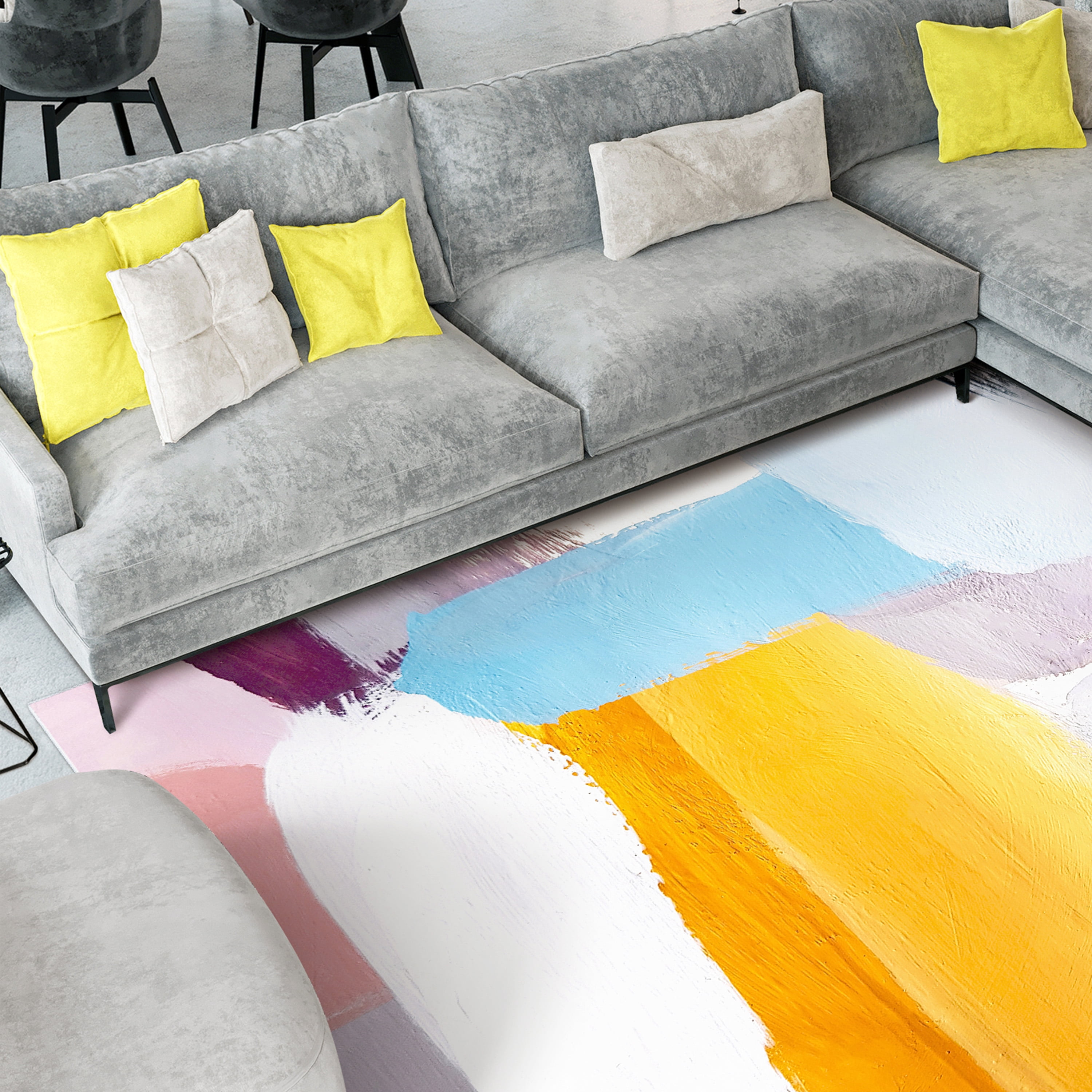Vibrance I Washable Color Blocks Art Area Rug size 8'x10', Power-loomed, Heavenly Softness with Non-Slipping Backing