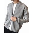 thumbnail image 2 of Men's Zip Up Cardigan Sweater Slim Fit Casual Full Zipper Sweaters Gray XL, 2 of 7