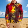 thumbnail image 3 of BiZtdJrK Mens Tropical Floral Hawaiian Shirts Button Down Long Sleeve Lapel Shirt Summer Beach Tops Holiday Outfits, Orange, XXXXXL, 3 of 8