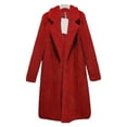 thumbnail image 5 of Xyxonk Womens Fuzzy Fleece Jacket Sherpa Trench Coat Lapel Collar Open Front Jacket Fall Winter Fashion Long Sleeves Outwear,Red 2XL, 5 of 8