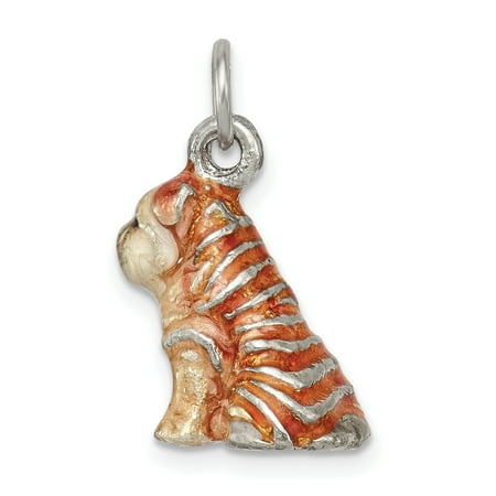 Shar Pei Jewelry (925 Sterling Silver Enameled Shar Pei Pendant Charm Necklace Animal Dog Fine Jewelry For Women Gift)