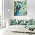 thumbnail image 3 of Designart Larger Peacock Watercolor - Abstract Throw Pillow - 16x16, 3 of 5