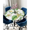 thumbnail image 5 of nqOlkjepod Lemon Flower Round Tablecloth, Fitted Table Cover with Elastic for 45"-54" Round Tables, Summer Leaves Watercolor Green Table Cloth Outdoor Indoor Dinning Party Waterproof Tablecloths, 5 of 6