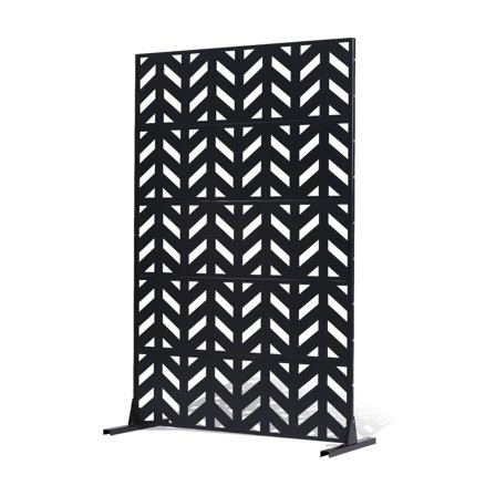 47" x 72" Black Metal Garden Privacy Screen - Freestanding Outdoor Partition for Patio & Deck Shade