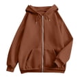 thumbnail image 5 of Zip Up Hoodie Women Long Sleeve Full Zipper Oversized Sweatshirt Comfy Travel Track Jacket Fall Clothes with Pockets,L, 5 of 8