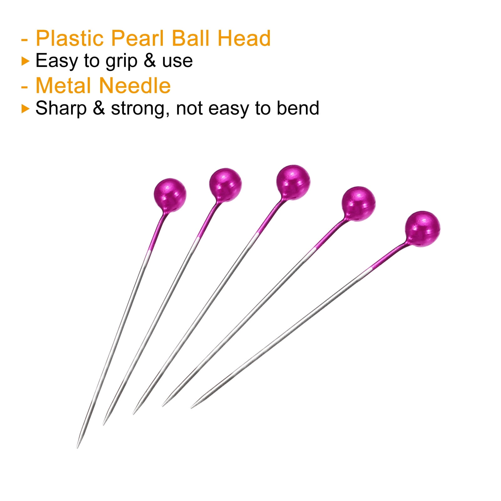 Unique Bargains Pearlized Sewing Pins Set Stainless Steel Ball Head Needle Rose Red 4 Sets