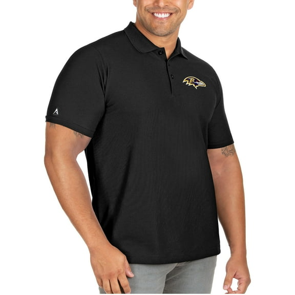 Men's Antigua Black Baltimore Ravens Big & Tall Legacy Pique Polo