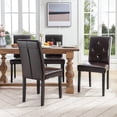 thumbnail image 4 of VECELO Dining Chairs Set of 4, Mid-Century Upholstered PU Leather Dining Chairs for Home Kitchen, Leather Coffee, 4 of 10