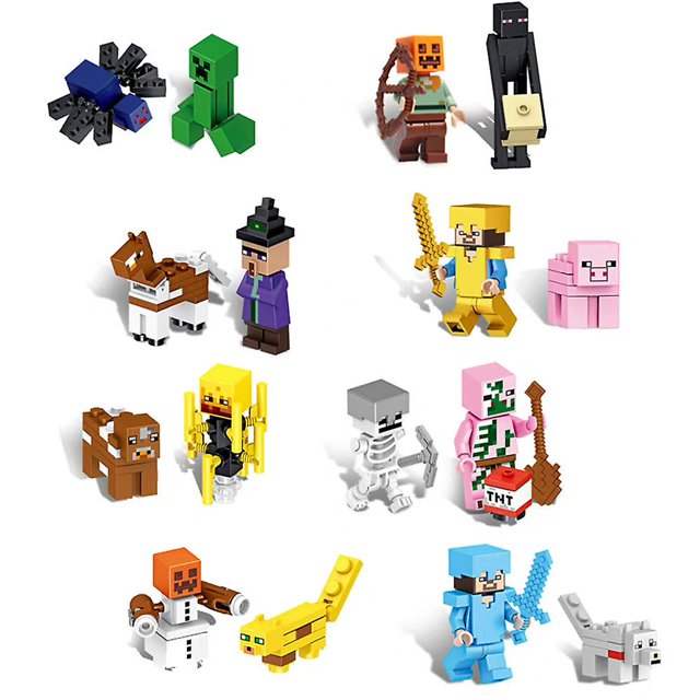 Minecraft ensamblado Building Blocks s Compale con Lego Minifigure Set 16 Minifiguras esquí esquí Gafas de esquí
