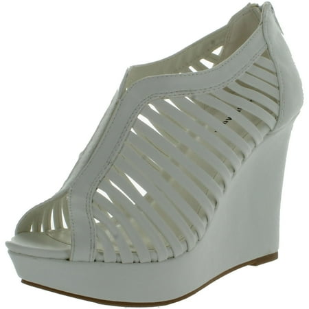 

Top Moda Womens Denver-1 Gladiator Wedge Heel Sandals White 7