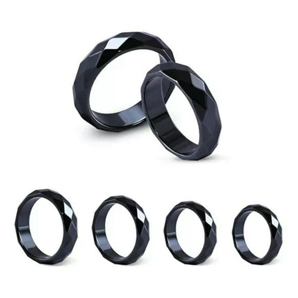 HOOUN 20pcs Hematite Ring - Diamond Cut Hematite Pain Relief 6mm Band Ring