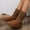 Brown, variant on Women's Solid Color Mid Calf Boots Quilted Rear Drawstring Flat Full Fleece Lined Suede Anti-Slip Flat Outsole for Chilly Outdoor Street Daily Walks, Snow Boots for Women Black 6