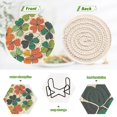 thumbnail image 4 of Yayeee 6 PCS Drink Coasters with Holder Set Woven Absorbent Round Tabletop Hot Pad, White Clover Pattern, 4 of 7