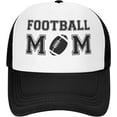 thumbnail image 2 of Football Mom Cute Trucker Hat Baseball Cap Men Mesh Ponytail Hat Women Dad Hat Adjustable Sun Hat Black, 2 of 8