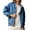 Blue, variant on Womens Jackets Women's Outerwear Women's Retro Classic Long Sleeve Baggy Button Pocket Denim Shirt Jacket