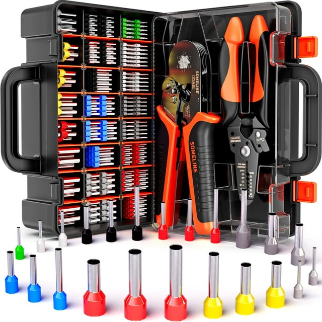 Kit de herramientas para engarzar férulas hexagonales SOMEELINE 24-8 AWG con alicates